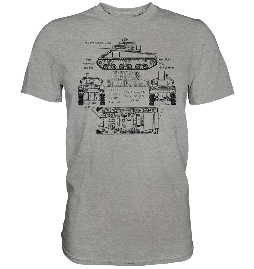 "M4 A3 - Sherman (schwarz)" - Premium Shirt