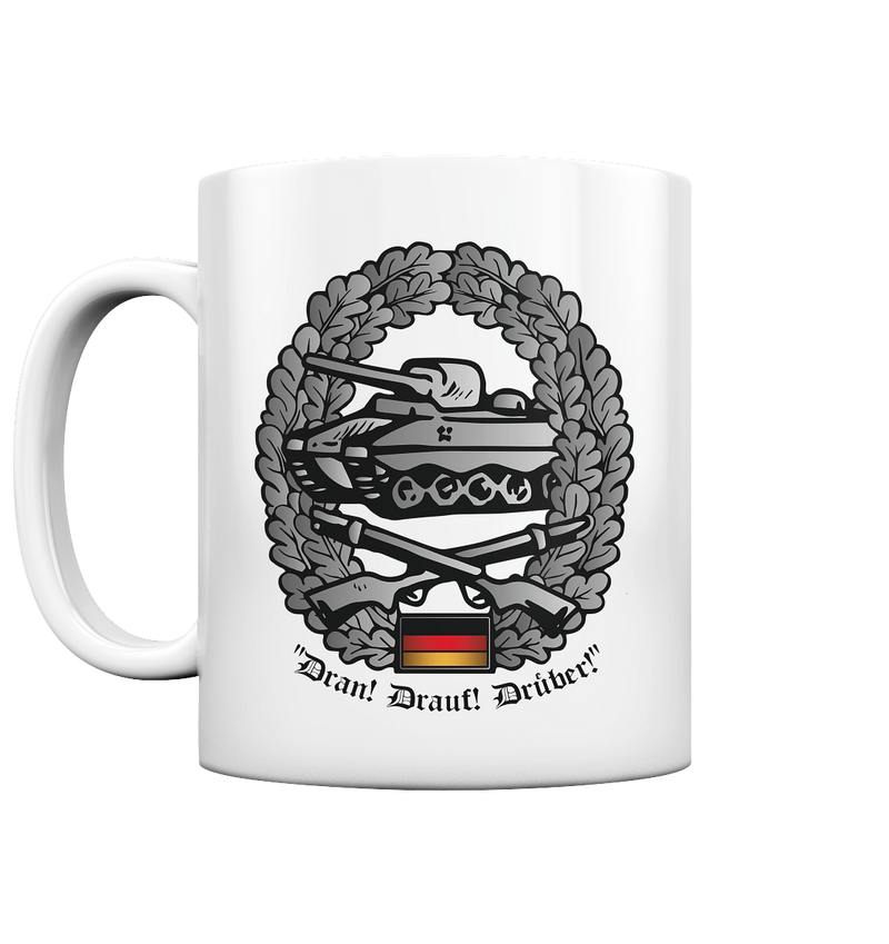 "Dran! Drauf! Drüber!" - Tasse glossy
