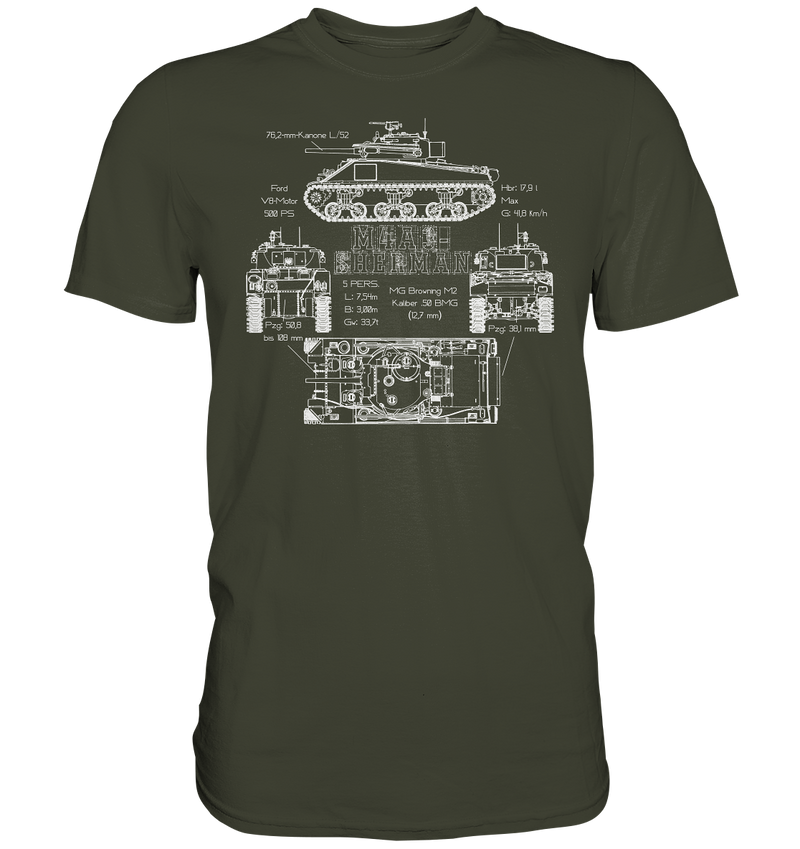 "M4 A3 - Sherman (weiß)" - Premium Shirt