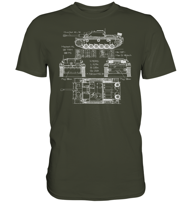 "StuG III-G (weiß)" - Premium Shirt