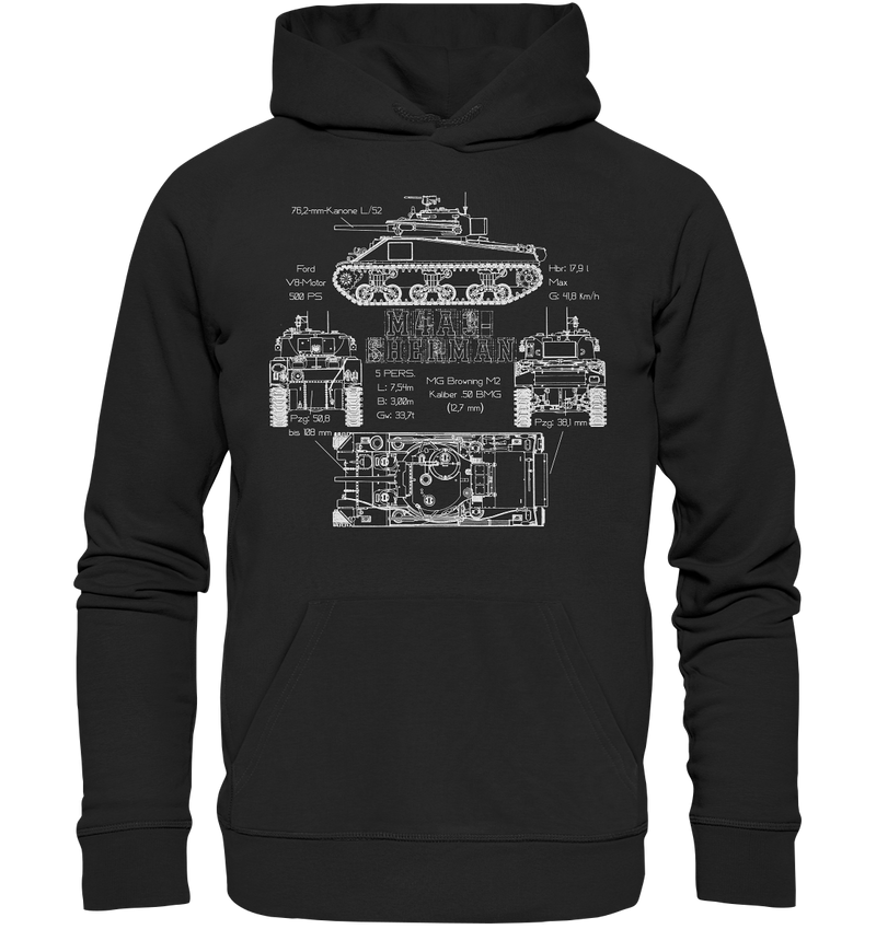 "M4 A3 - Sherman (weiß)" - Premium Unisex Hoodie