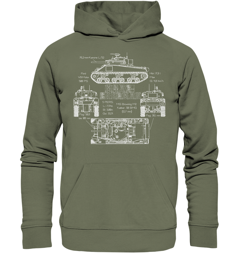 "M4 A3 - Sherman (weiß)" - Premium Unisex Hoodie