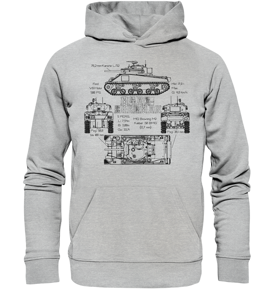 "M4 A3 - Sherman (schwarz)" - Premium Unisex Hoodie